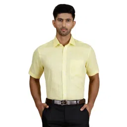 JadeBlue Yellow Linen Regular Fit Shirt-picture-27