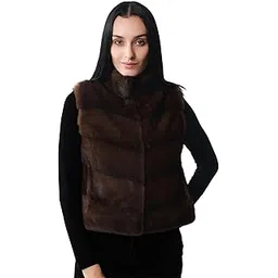 j'adore ma vie Mink Winter Vest with Leather Coat for Girls & Women | Brown | M-picture-34