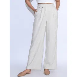 Jaey Women Comfort Straight Fit High-Rise Wrinkle Free Pleated Trousers-picture-24