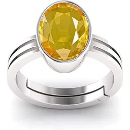 jagdamba gems 11.25 Ratti 10.00 Carat Yellow Sapphire Stone Adjustable Ring Original and Certified Natural Pukhraj Unheated and Untreated Gemstone Free Size Anguthi for Men and Women-picture-14
