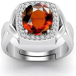 jagdamba gems 14.25 Ratti Certified AA++ Natural Gemstone Gomed Hessonite Stone Panchdhaatu Adjustable Ring Ring for Man and Women(Lab - Tested)-picture-15