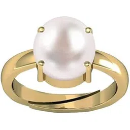 jagdamba gems 4.00 Ratti Natural Pearl moti Ring Adjustable Panchhdhaatu Ashtadhatu Gold Plated Ring for Men and Women (Lab - Certified)-picture-21