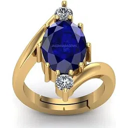 jagdamba gems 6.00 Ratti Certified Original Blue Sapphire Gold Plated Ring Panchdhatu Adjustable Neelam Ring for Men & Women by Lab Certified-picture-15