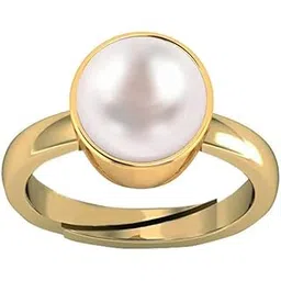 jagdamba gems 6.00 Ratti Natural Pearl moti Ring Adjustable Panchhdhaatu Ashtadhatu Gold Plated Ring for Men and Women (Lab - Certified)-picture-14