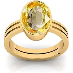 jagdamba gems Certified Unheated Untreatet 6.00 Carat A+ Quality Natural Yellow Sapphire Pukhraj Gemstone Gold Plated Ring for Women's and Men's-picture-16