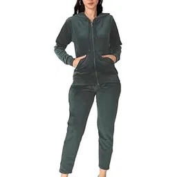 JAGMOOLYA PRODUCTS Girl's And Women's Stylish Velour Fabric Winter Wear Velvet Set of 2 Pieces Tracksuit Outfits Full Zip Hoodie With Pocket and Sweatpant Set (SIZE XL-XXL) (TEAL)-picture-10