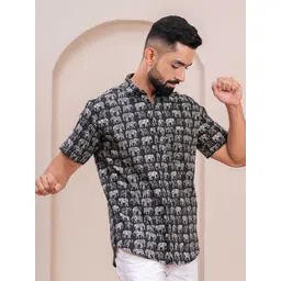 JAHIDA COMFORT WITH STYLE Comfort Printed Short Sleeves Cotton Shirt-picture-36