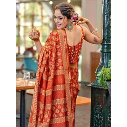 JAINICA Ethnic Motifs Printed Zari Saree-picture-25