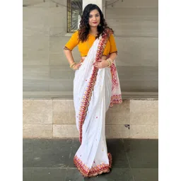 JAINICA Floral Embroidered Pure Cotton Saree-picture-26