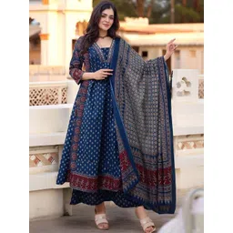 JAINICA Women Ethnic Motifs Printed Empire Kurta with Trousers & With Dupatta-picture-35