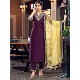 JAINICA Women Floral Embroidered Kurta with Trousers & Dupatta-picture-32