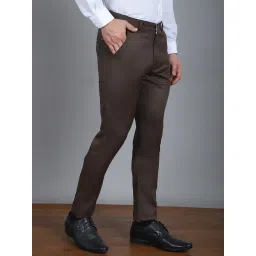 Jainish Brown Tapered Fit Trousers image 4