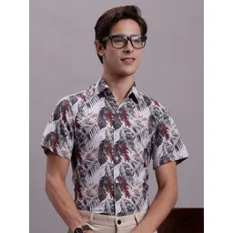 JAINISH  Classic Floral Printed Spread Collar Regular Fit Polycotton Formal Shirt image 1