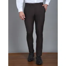 Jainish Dark Brown Tapered Fit Trousers-picture-36