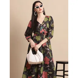 JAINISH Floral Print Puff Sleeve A-Line Maxi Dress-picture-13
