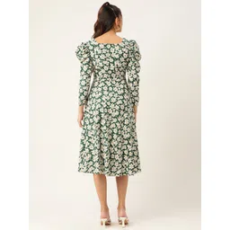 JAINISH Floral Print Puff Sleeves Crepe Midi Dress image 2