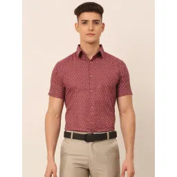 Jainish Maroon Regular Fit Printed Shirt-picture-13
