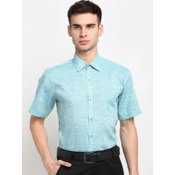 JAINISH Men Blue Solid Cotton Half Sleeve Classic Formal Shirt-picture-37