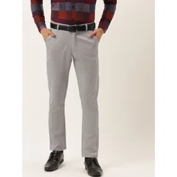 JAINISH Men Grey Smart Slim Fit Easy Wash Pure Cotton Trousers-picture-32