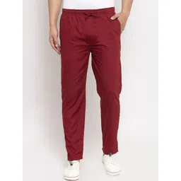 JAINISH Men Maroon Solid Lounge Pants-picture-11
