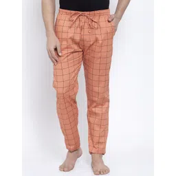 JAINISH Men Orange Checked Lounge Pants-picture-23