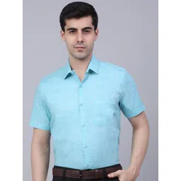 JAINISH Men Turquoise Blue Classic Pure Cotton Formal Shirt-picture-23