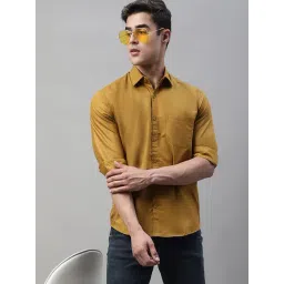 Jainish Mustard Yellow Cotton Regular Fit Shirt-picture-45