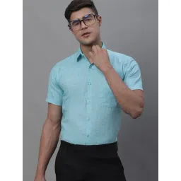 Jainish Turquoise Regular Fit Cotton Shirt-picture-19