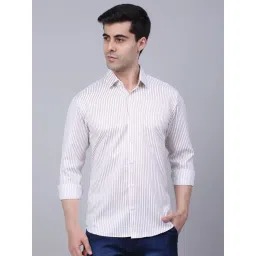 Jainish White Regular Fit Striped Shirt-picture-30