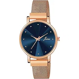 jainx Rose Gold Color Mesh Chain Analog Wrist Watch for Women (Blue/Black/Green Dial)-picture-52