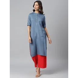 JAIPUR ATTIRE Women Grey Geometric Thread Work Pathani Kurta-picture-38