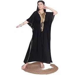 Jaipur Export Quality Women's Premium Alpine Designer Nighties | Night Gown | Nightdress | Fancy Embroidered Neck, Black-picture-47
