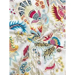 Jaipur exports Quality Cotton Fabric 100% Pure Cotton Dress Making, Table Covers for All Home Furnishing, Running Fabric Natural Block Printed (3 Meter) MUKUT (3 Meter, White)-picture-23