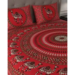 jaipur fabric 180 TC Floral Print Bedsheet with Pillow Covers image 4