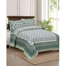 jaipur fabric 150 GSM Floral Print Double Bedsheet with Pillow Covers-picture-46