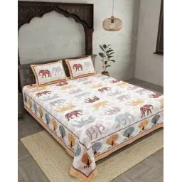 jaipur fabric 200 TC Printed Double Bedsheet with Pillow Covers-picture-23
