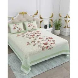 jaipur fabric 240 TC Floral Print Cotton King Size Bedsheet with 2 Pillow Covers-picture-23