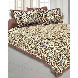 jaipur fabric 240TC Floral Print Cotton Double Bedsheet with Pillow Covers-picture-18