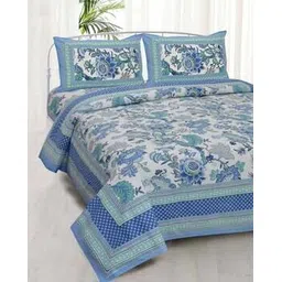 jaipur fabric 240TC Floral Print Double Bedsheet with Pillow Covers-picture-48