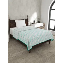 JAIPUR FABRIC Artistic Maze Green & White Mild Winter 120 GSM Cotton Single Bed Dohar-picture-38