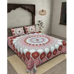 jaipur fabric Baroque Print Double Bedsheet with Pillow Covers-picture-40