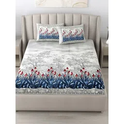 JAIPUR FABRIC Blue 180 TC King Bedsheet with 2 Pillow Covers-picture-20