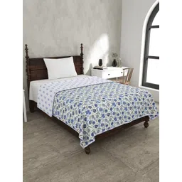 JAIPUR FABRIC Blue & White Floral Pure Cotton Mild Winter 120 GSM Single Bed Dohar-picture-11