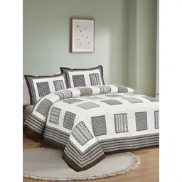 JAIPUR FABRIC Brown & White Ethnic Motifs Cotton King Bedsheet Set 2.54 m x 2.74 m-image-2