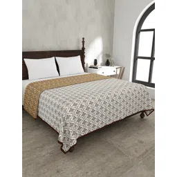 JAIPUR FABRIC Brown & White Ethnic Motifs Cotton Mild Winter 120 GSM Double Bed Dohar-image-14