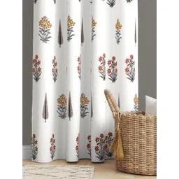 JAIPUR FABRIC Brown & White Floral Window-image-6