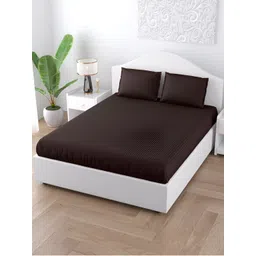 JAIPUR FABRIC Brown Floral 330 TC King Bedsheet With 2 Pillow Covers-image-5