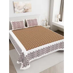 JAIPUR FABRIC Brown Geometric 180 TC King Bedsheet with 2 Pillow Covers-image-29