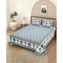 jaipur fabric Floral Print Double Bedsheet with Pillow Covers-picture-43