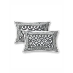 JAIPUR FABRIC Grey & White Floral 180 TC King Bedsheet with 2 Pillow Covers image 3